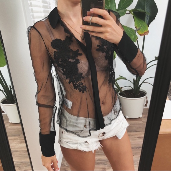 Fashion Union Tops - 🍂FASHION UNION /sheer black blouse 🍂